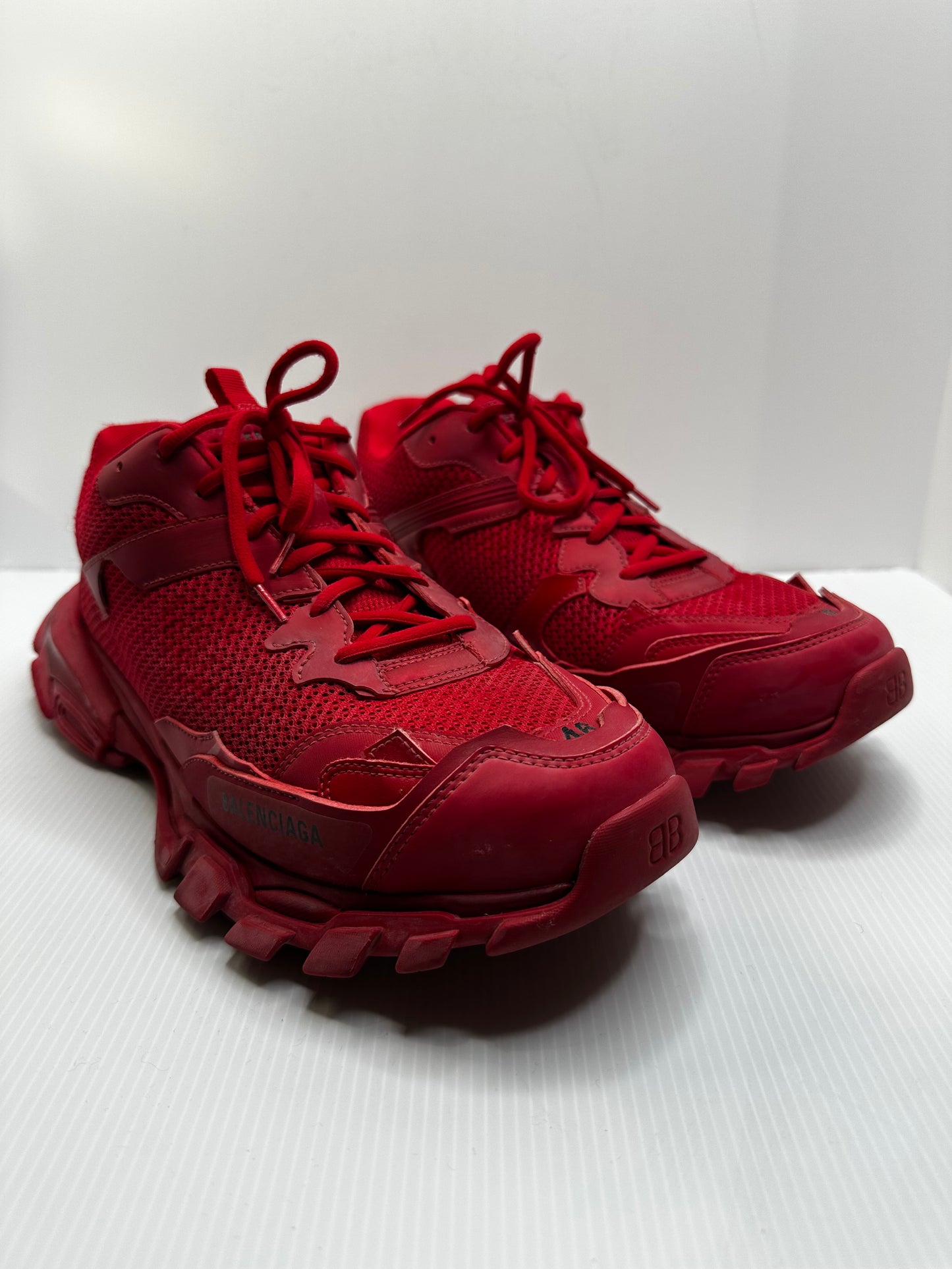 Preowned Balenciaga Track 3 Destroyed Red