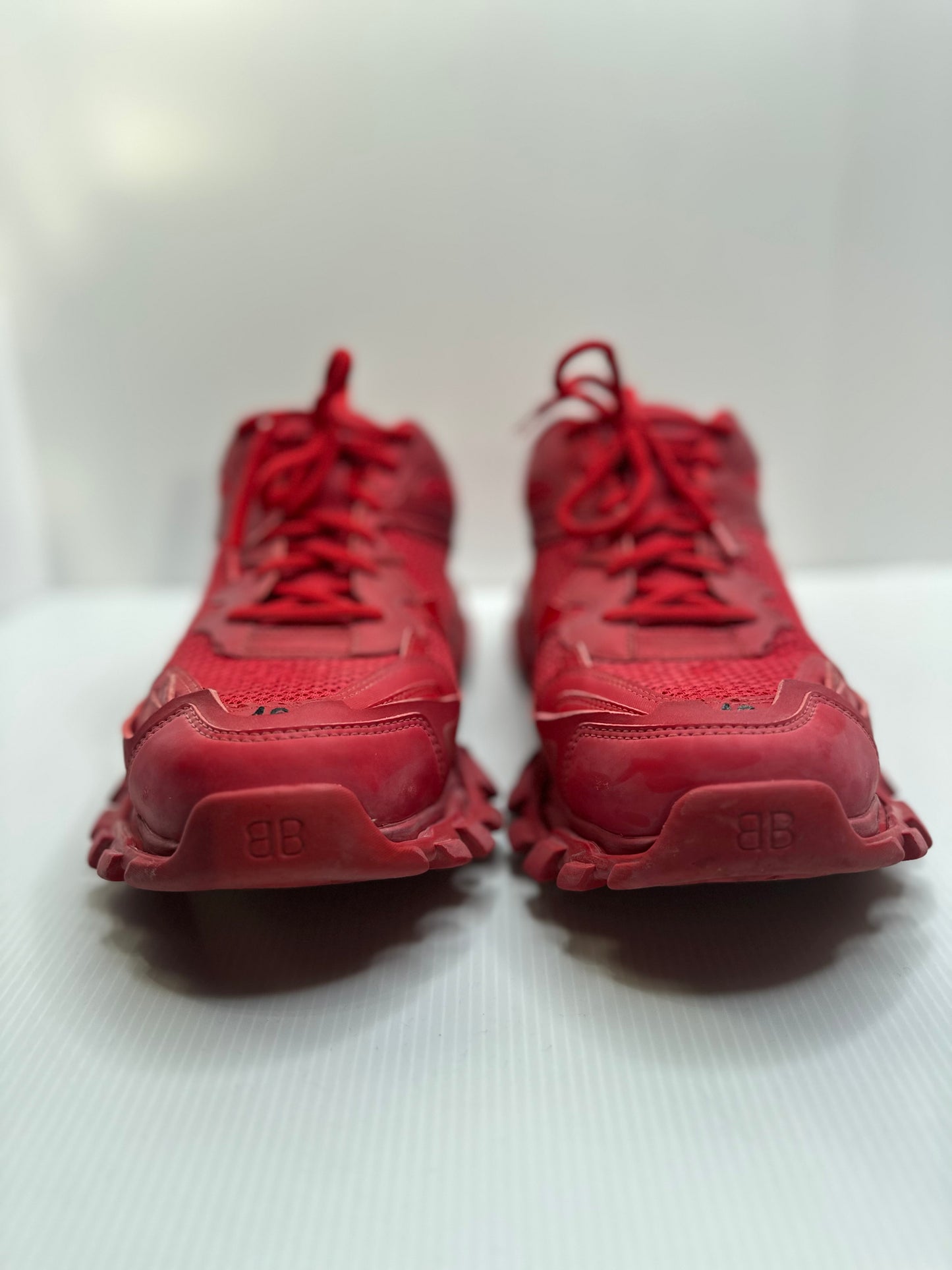 Preowned Balenciaga Track 3 Destroyed Red