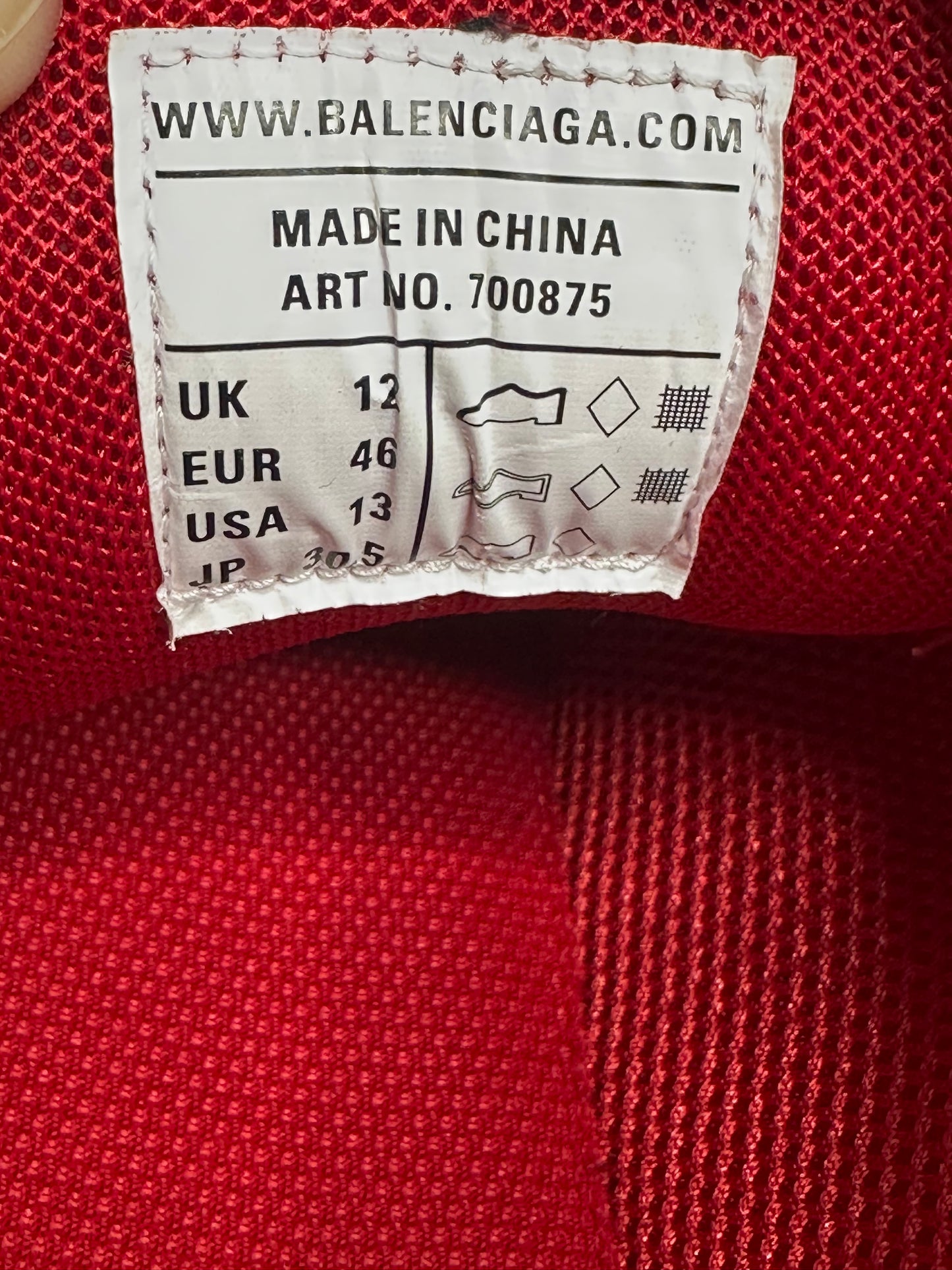 Preowned Balenciaga Track 3 Destroyed Red