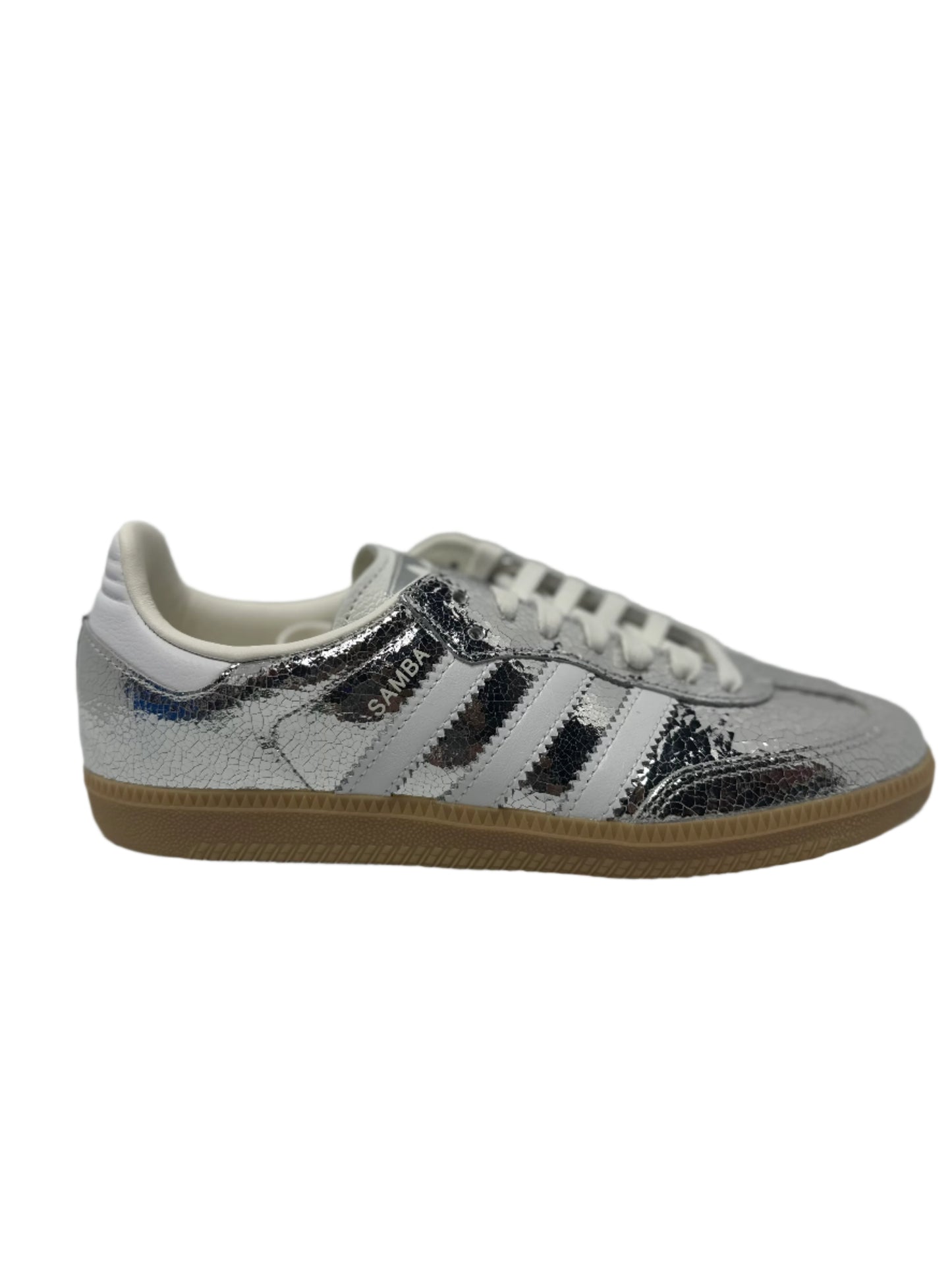 adidas Samba OG Silver Metallic Cracked Leather (Women's)
