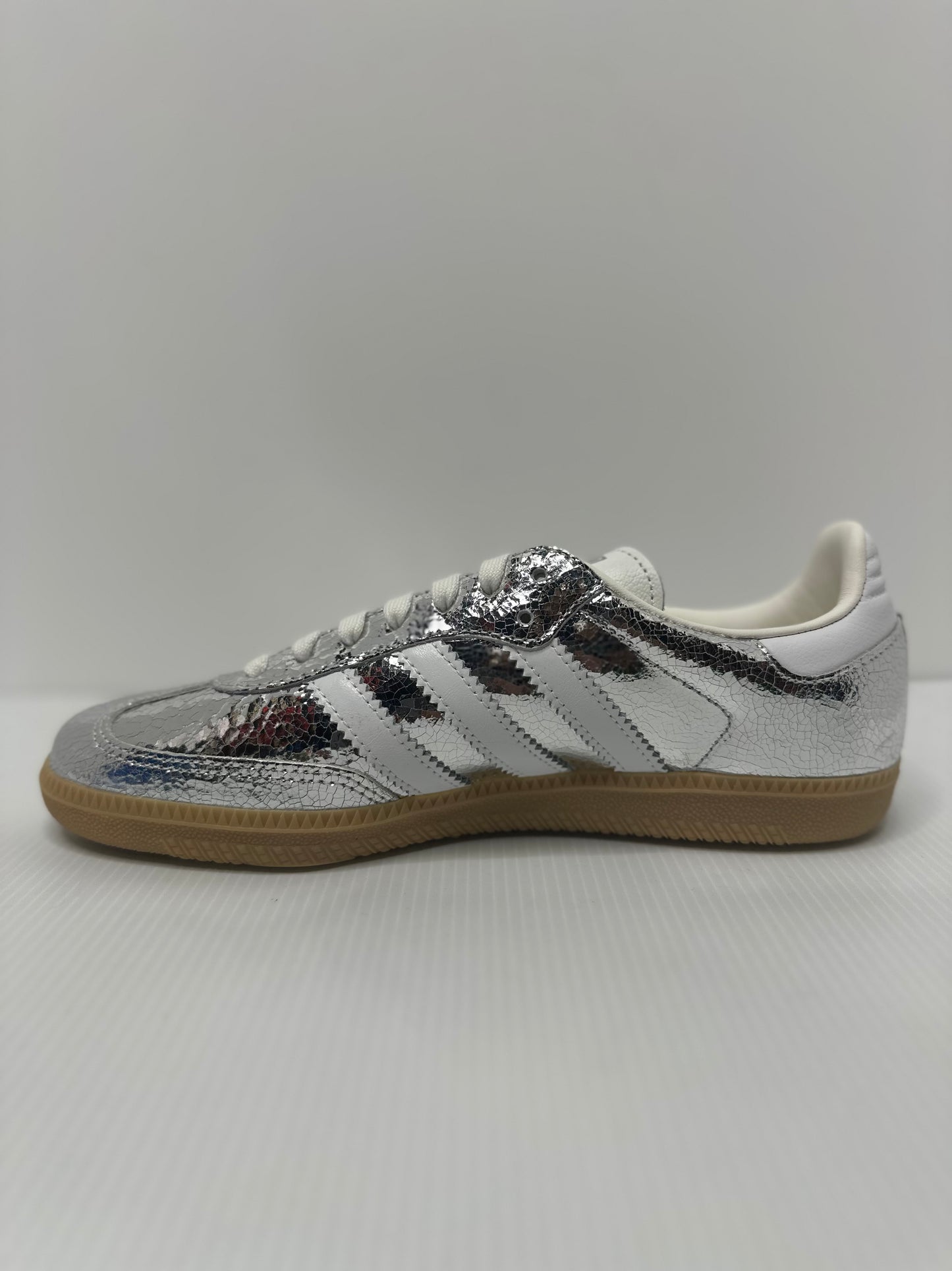 adidas Samba OG Silver Metallic Cracked Leather (Women's)