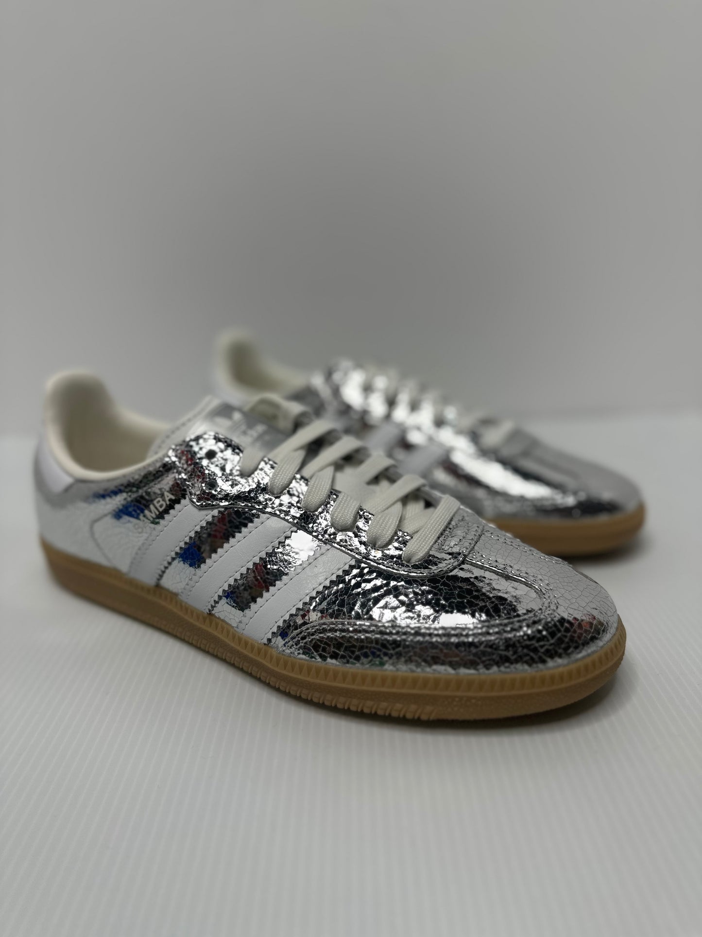 adidas Samba OG Silver Metallic Cracked Leather (Women's)