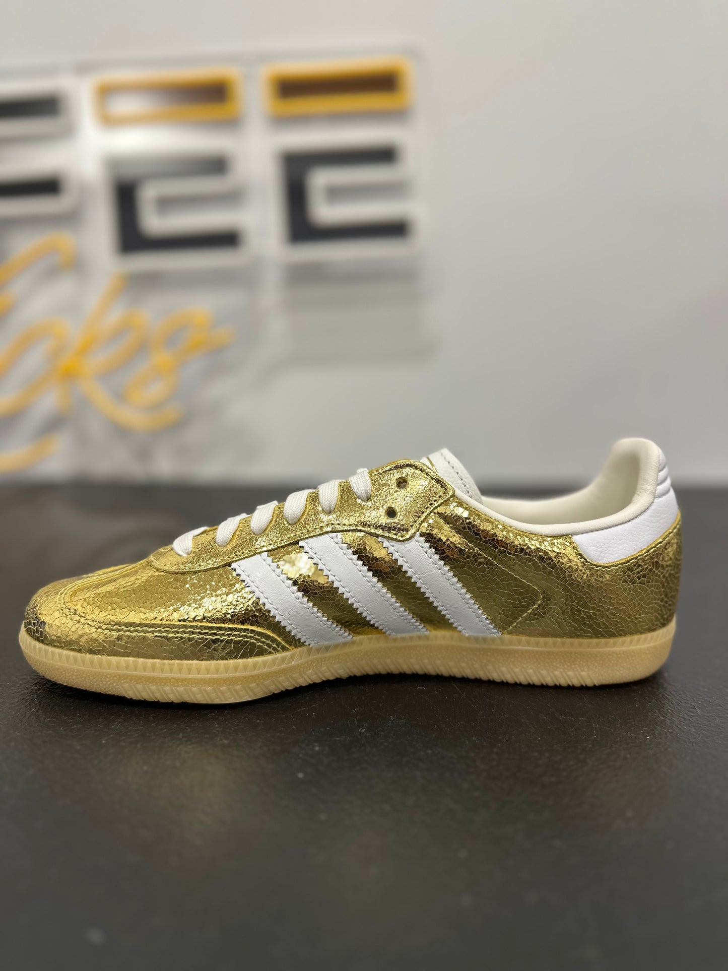 adidas Samba OG Gold Metallic Cracked Leather (Women's)