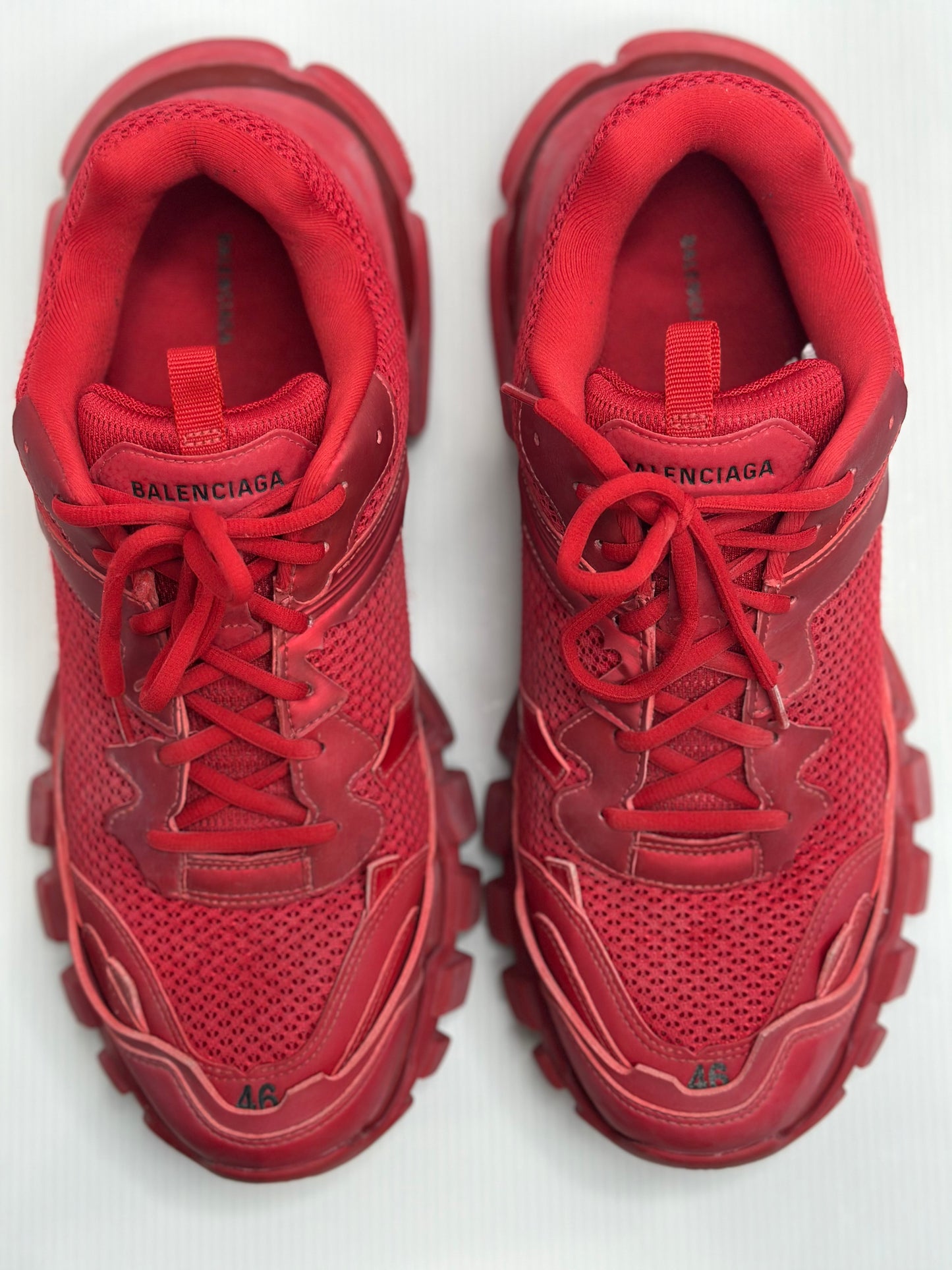 Preowned Balenciaga Track 3 Destroyed Red