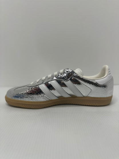 adidas Samba OG Silver Metallic Cracked Leather (Women's)