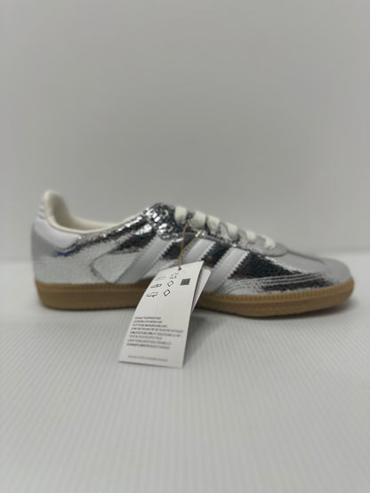 adidas Samba OG Silver Metallic Cracked Leather (Women's)